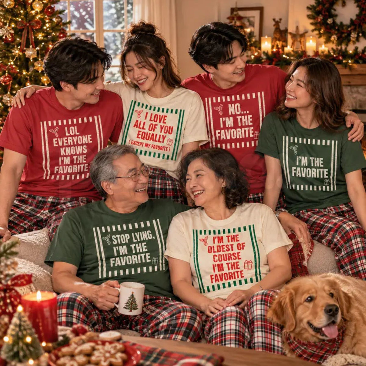 Comfort Colors® I'm The Favorite One Christmas T-Shirt – Custom Friends Matching Xmas Graphic Tee, Funny Holiday Squad Unisex Top & Gift