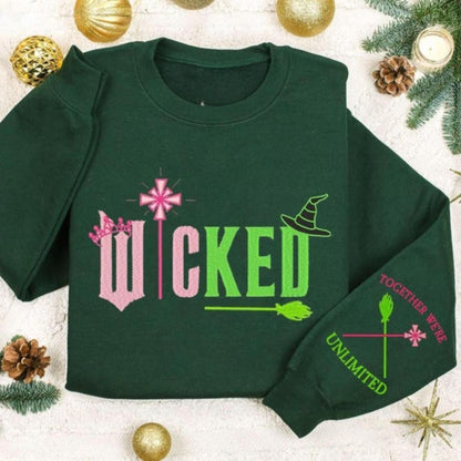 Wicked Embroidery Sweatshirt - Together We're Unlimited, Elphaba & Glinda Fan Apparel