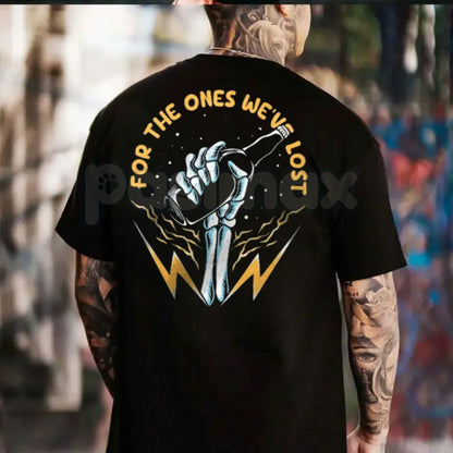 "For The Ones We've Lost" Memorial T-Shirt - In Loving Memory Back Print Graphic Tee, Premium 100% Cotton Remembrance Top, Sympathy Gift for Grieving, Respectful Legacy Tribute Shirt, Soft Lived-In Heavyweight Commemorative Apparel