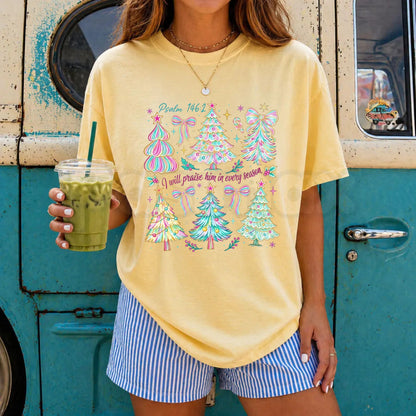 Comfort Colors® I Will Praise Him T-Shirt – Retro Christian Faith Graphic Tee, Trendy Women's Religious Holiday Unisex Top & Gift