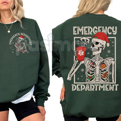Twice the Patients Emergency Department Christmas Sweatshirt | Funny ER Holiday Staffing Jumper | Medical Chaos Xmas Gift