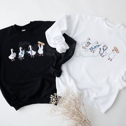 Embroidered Medical Duck Sweatshirt – Funny Nurse Duck Crewneck Gift