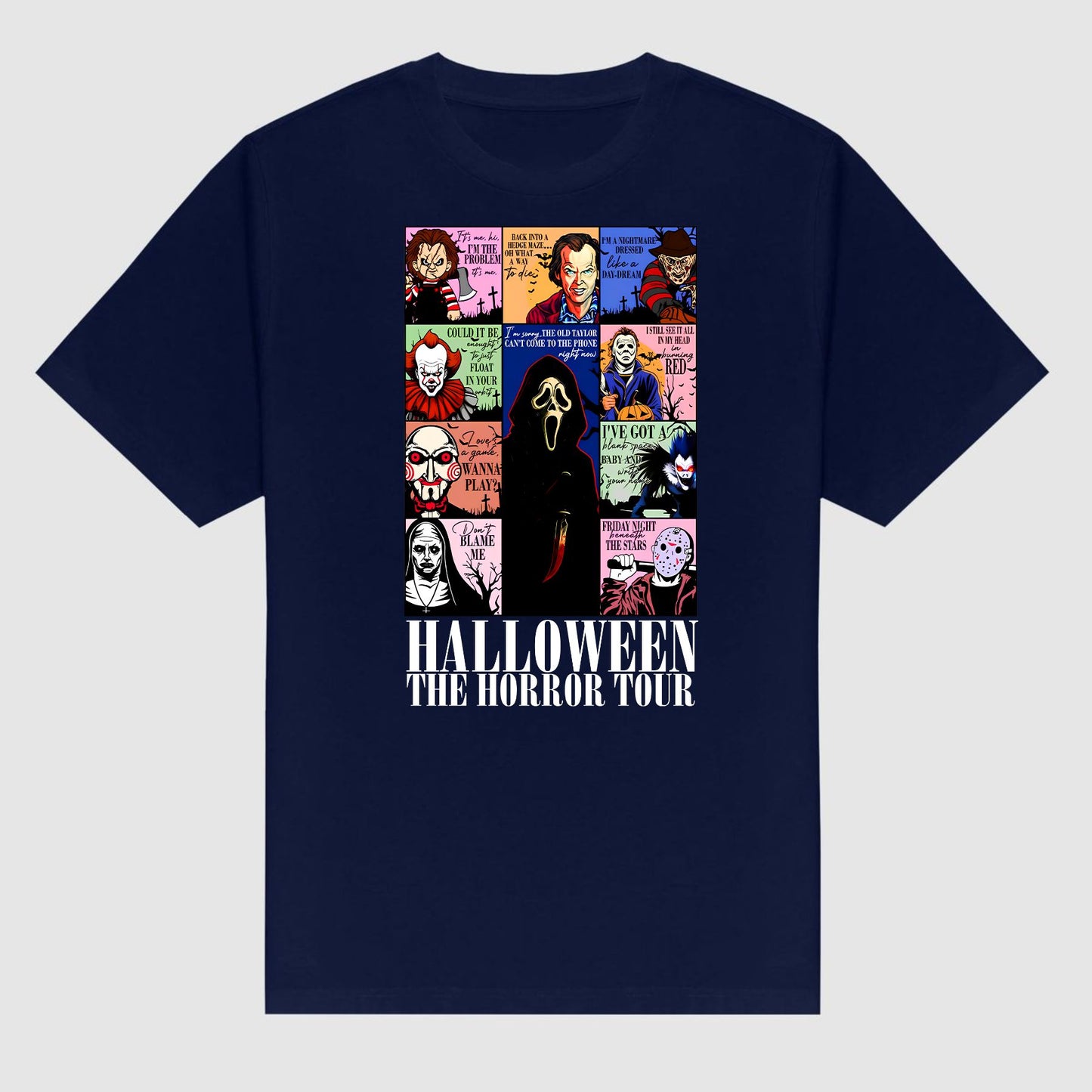 "The Horror Tour" T-Shirt - Creepy Halloween Graphic Tee, Vintage Style Horror Movie Fan Gift