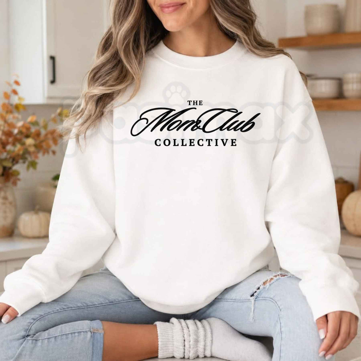 "Mom Club" Embroidered Sweatshirt – Cozy Motherhood Crewneck Pullover