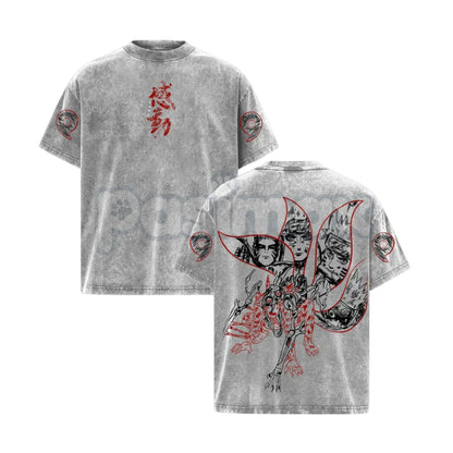 Naruto Kurama Sharingan T-Shirt – Vintage Washed Oversized Anime Tee, Nine-Tails Fox Graphic