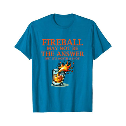 Men's "Fireball & Whiskey" Graphic Tee - Bold Casual Wear, Stylish Slim Fit