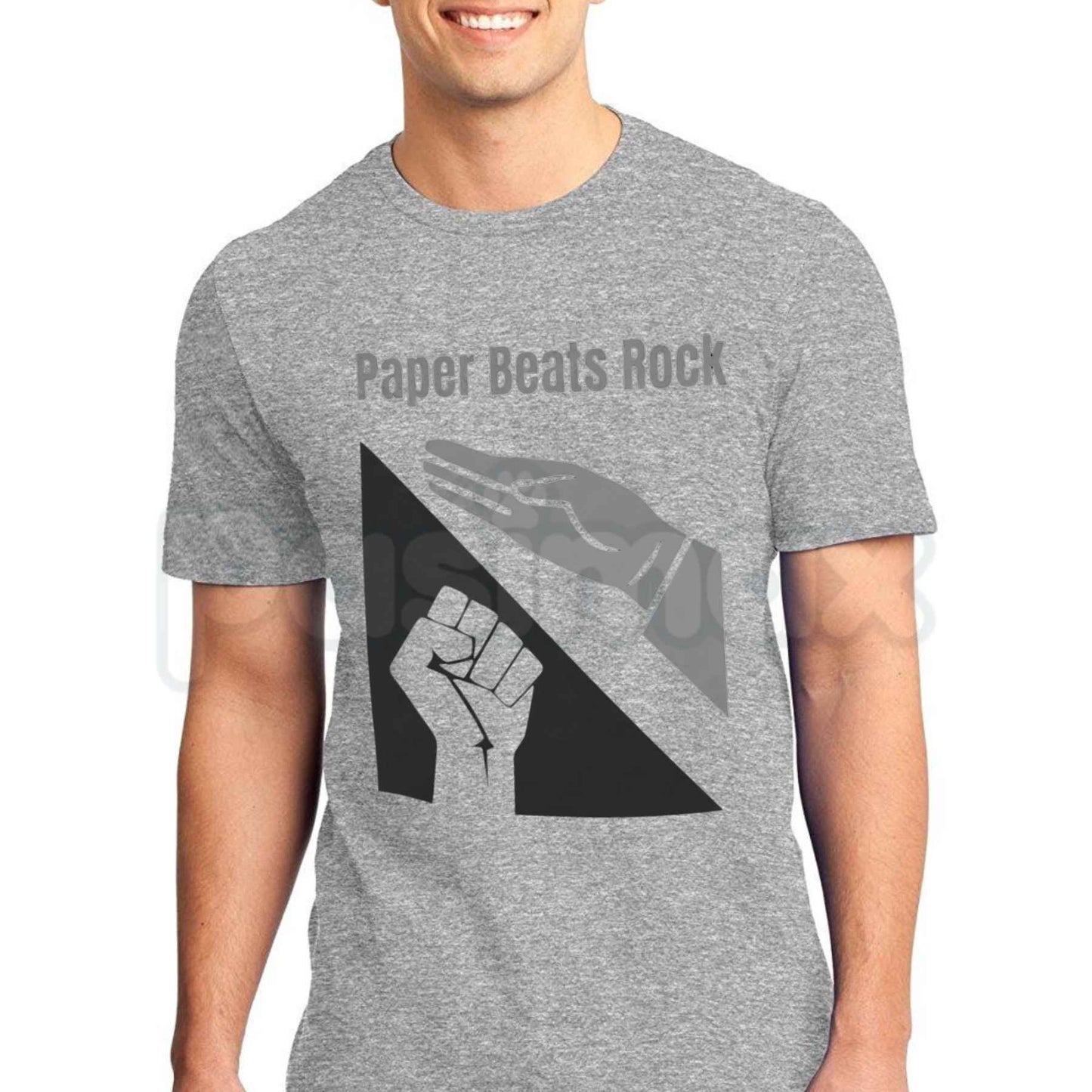 Paper Beats Rock T-Shirt – Funny Rock Paper Scissors Unisex Cotton Graphic Tee
