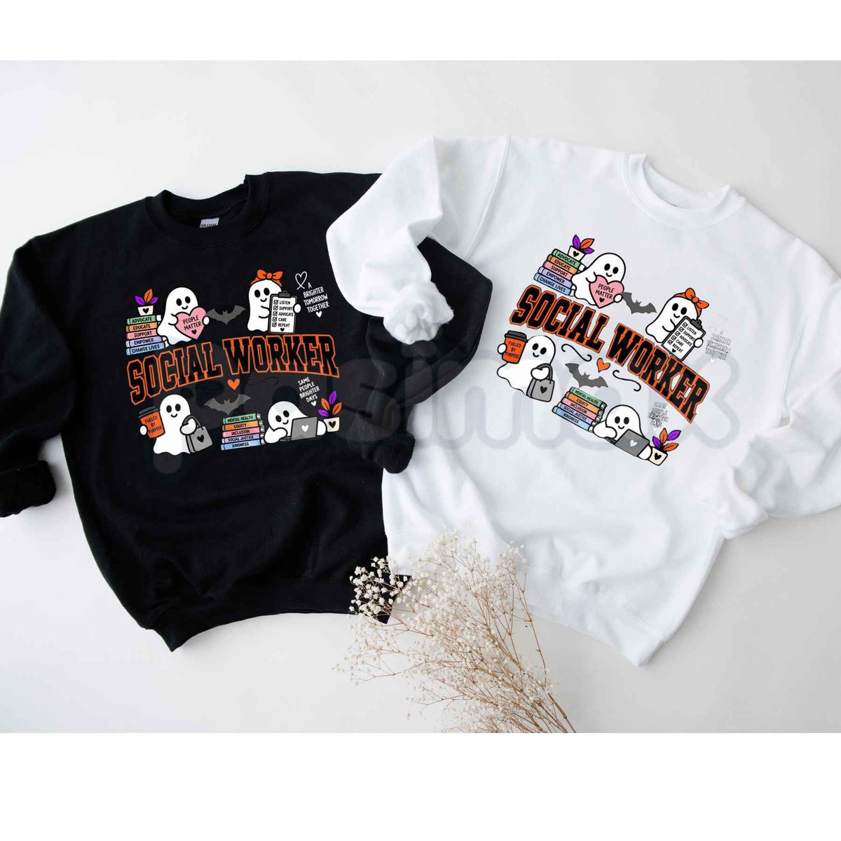 Halloween Social Worker Sweatshirt | Cute Ghost Social Work Crewneck