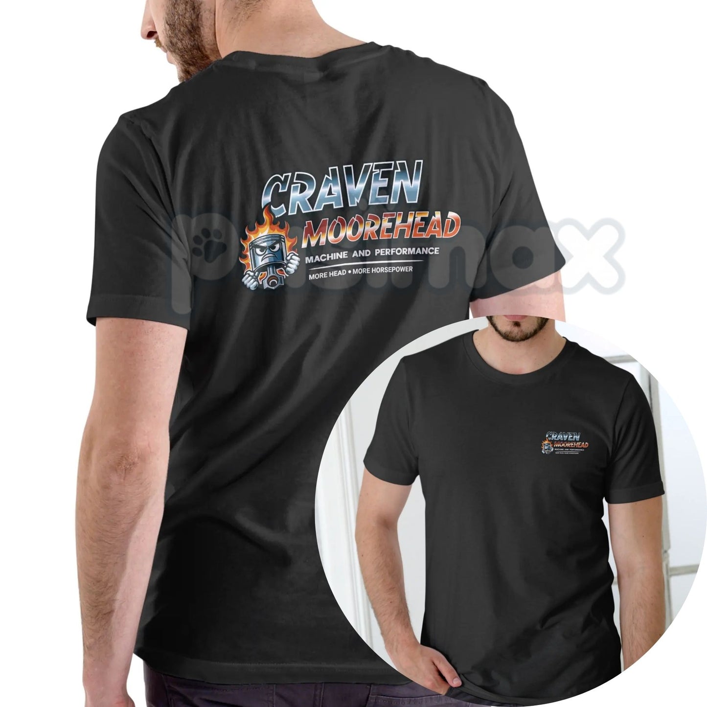 Craven Moorehead Machine and Performance T-Shirt - Funny Fake Name Shop Tee, Sarcastic Mechanic Graphic Shirt, Vintage Automotive Humor Apparel