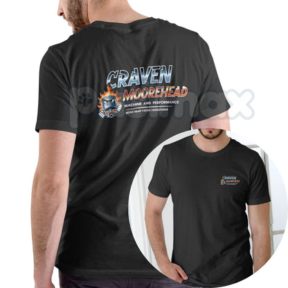 Craven Moorehead Machine and Performance T-Shirt - Funny Fake Name Shop Tee, Sarcastic Mechanic Graphic Shirt, Vintage Automotive Humor Apparel