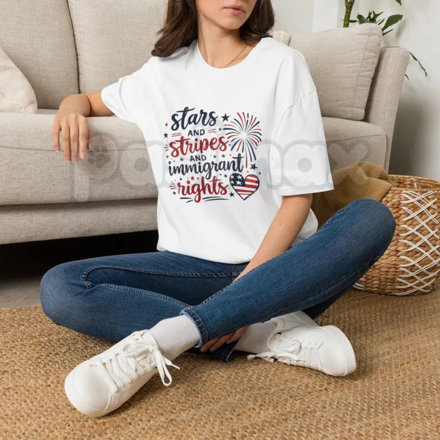 "Stars-and-Stripes" Immigrant Rights T-Shirt – Inclusive 4th of July Patriot Graphic Tee