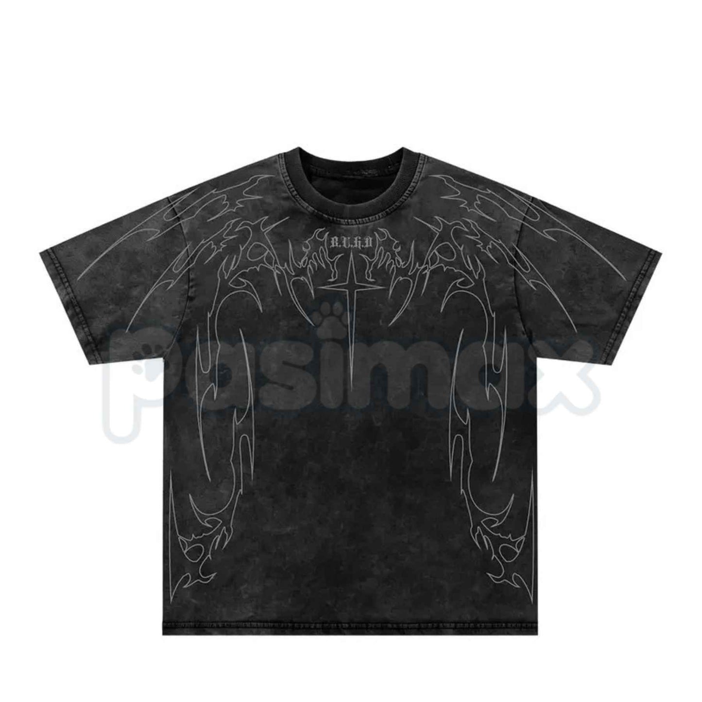Cyber Sigilism Gothic Tribal Acid Wash T-Shirt – Retro Y2K Alt Dark Aesthetic Graphic Tee, Vintage Washed Lightweight Cotton Unisex Streetwear Top