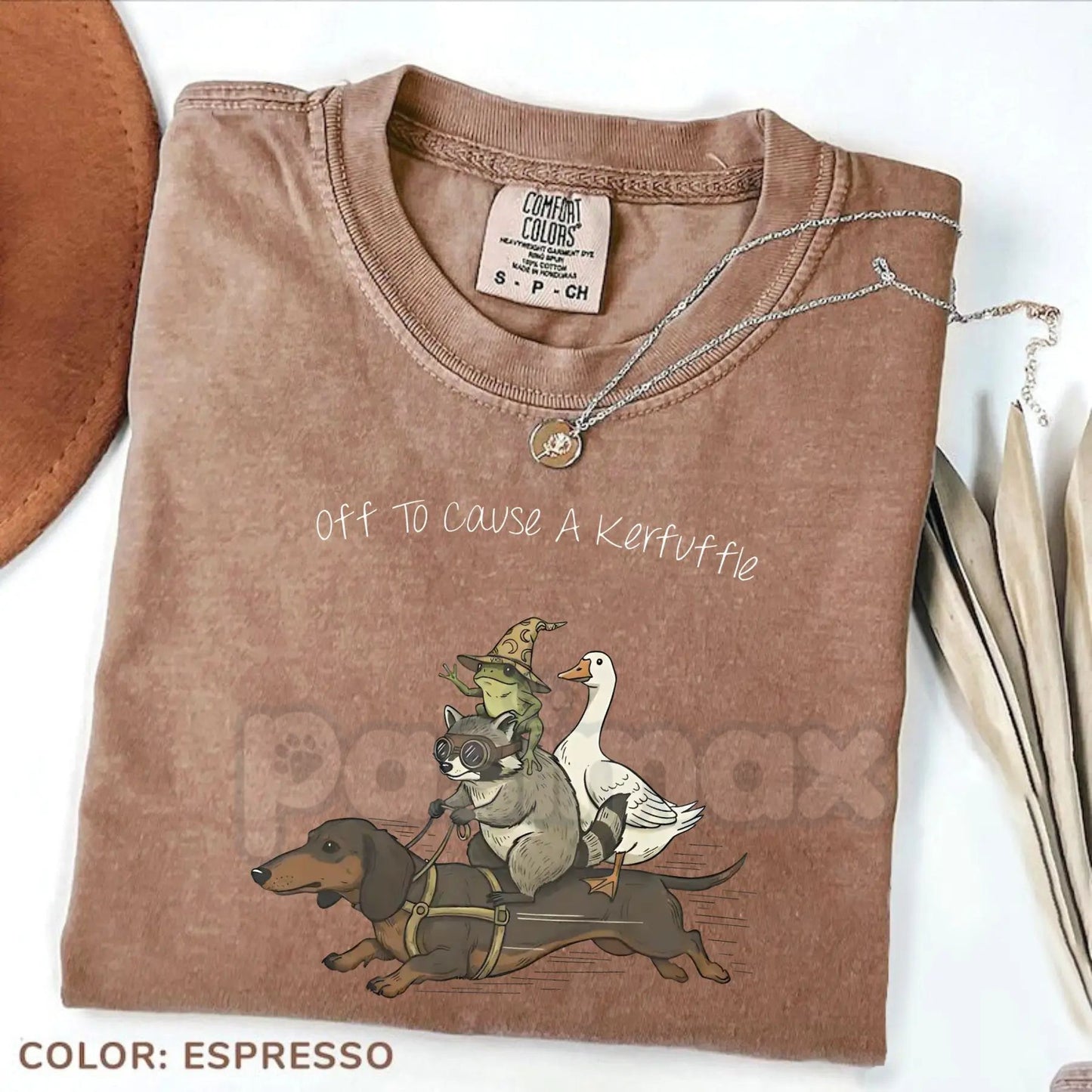 Comfort Colors® Kerfuffle Crew T-Shirt – Funny Chaos Raccoon, Goose, Frog & Wiener Dog Tee, Retro Meme Squad Shirt, Sarcastic Animal Lover Gift
