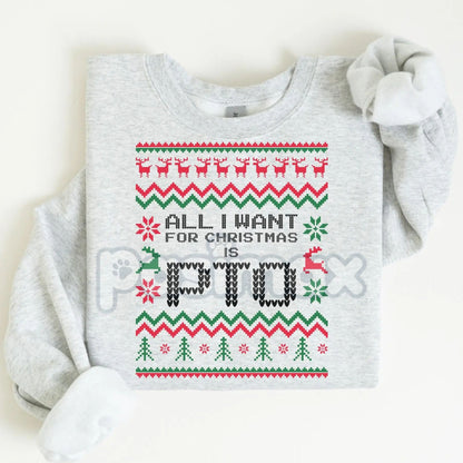 Office Ugly Christmas Sweater | Funny Christmas PTO Shirt | All I Want Xmas PTOer Gift | Coworker Work Gift Exchange Jumper
