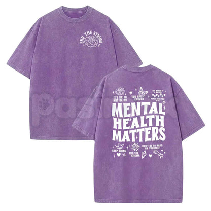 Mental Health Matters T-Shirt – Inspirational Kindness Graphic Tee, Vintage Washed Lightweight Cotton Wellness Unisex Streetwear Top
