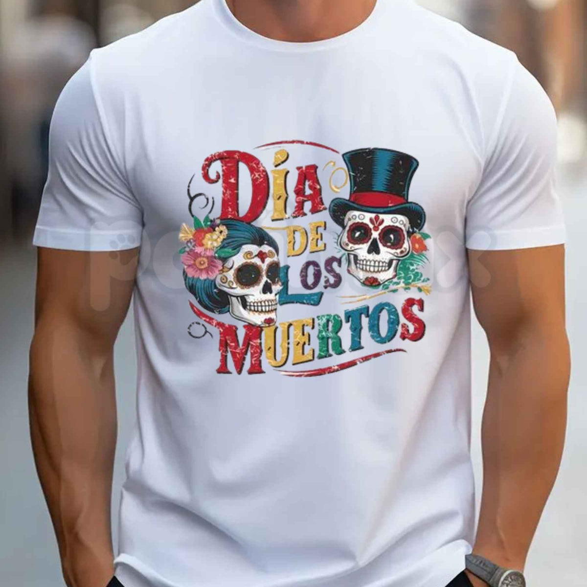 Day of the Dead Menswear T-Shirt – Sugar Skull Calavera Día de los Muertos Unisex Graphic Tee