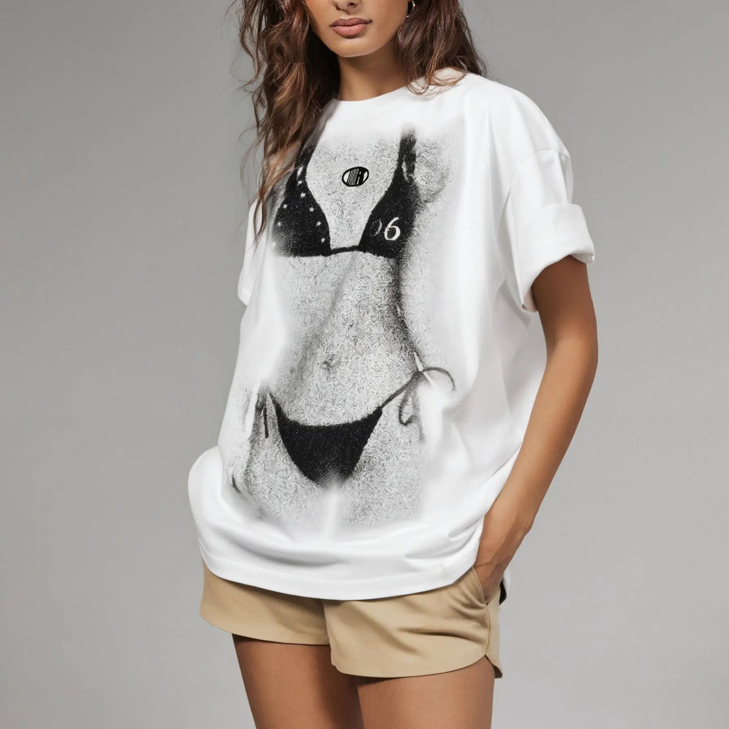 Beach Art T-Shirt - Vintage Summer Graphic Tee, Oversized Loose Fit Streetwear