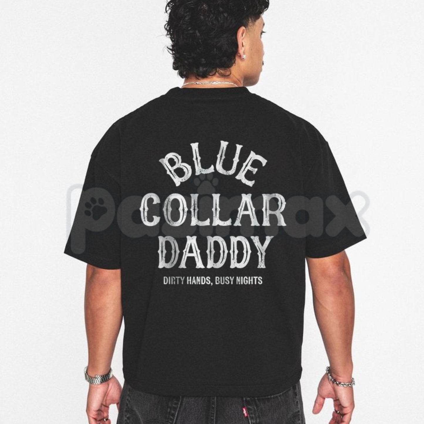 "Blue Collar Daddy" Industrial Graphic T-Shirt – Retro Workwear Aesthetic Tee, Premium 100% Cotton Trade Worker Top, Soft Lived-In Heavyweight Blue Collar Pride Shirt, Made in USA