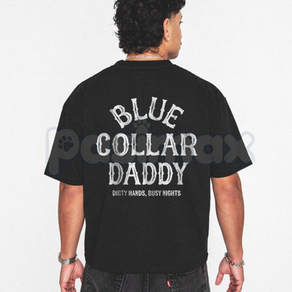"Blue Collar Daddy" Industrial Graphic T-Shirt – Retro Workwear Aesthetic Tee, Premium 100% Cotton Trade Worker Top, Soft Lived-In Heavyweight Blue Collar Pride Shirt, Made in USA