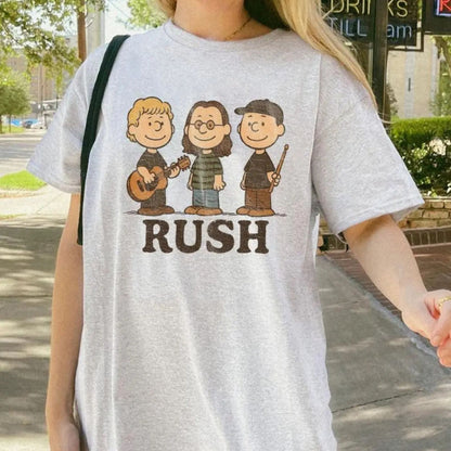Rush Band Cartoon T-Shirt - Retro Rock Music Fan Tee, Cute Vintage Graphic Shirt