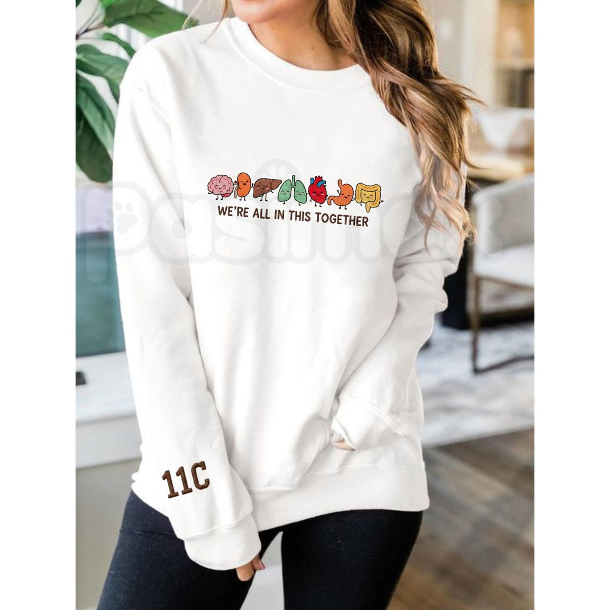 Funny Anatomy Embroidered Sweatshirt – Cute Body Organs Healthcare Crewneck