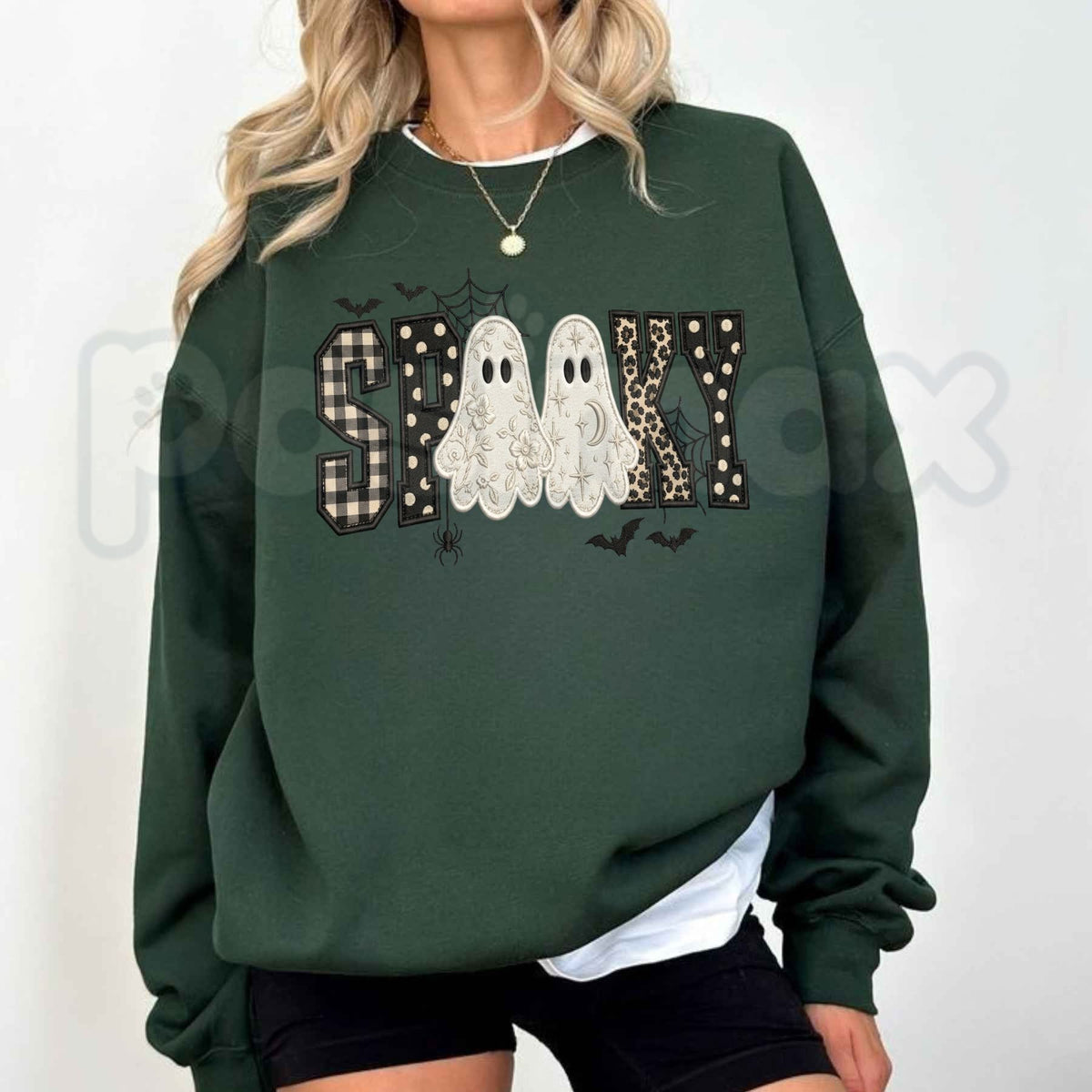 Preppy Bow Pumpkin Sweatshirt | Faux Embroidery Halloween Graphic Crewneck