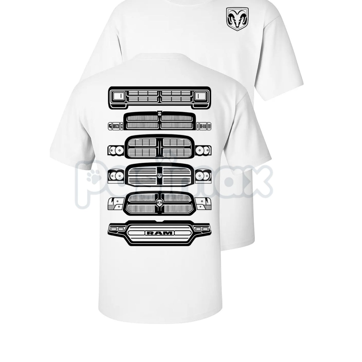Dodge Ram Evolution Grille T-Shirt - Vintage Truck History Graphic Tee, Ram Owner Gift, Mopar Enthusiast Apparel