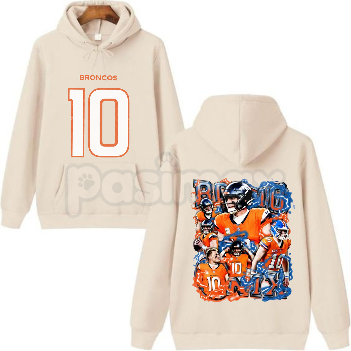Bo Nix Vintage Football Hoodie – Denver Broncos QB Tribute Pullover, Retro College Draft Apparel, Unisex