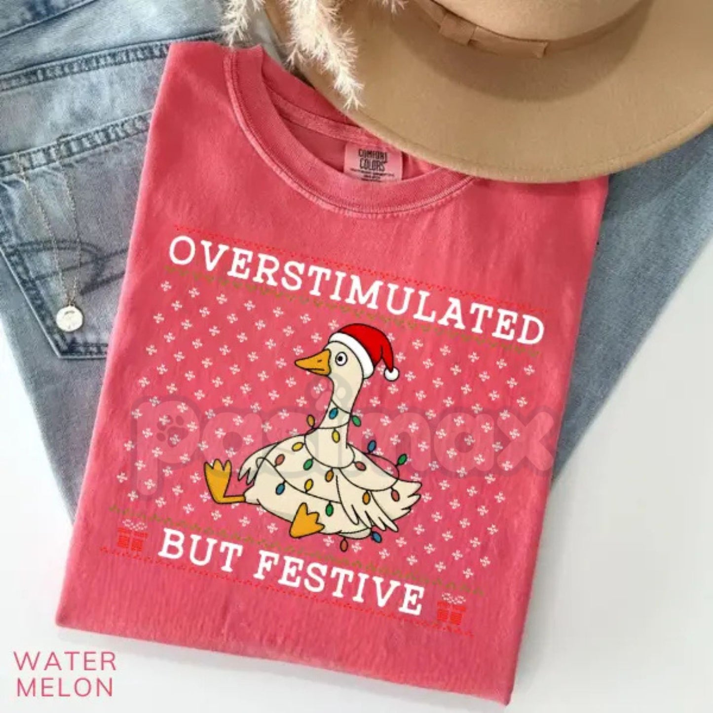 Comfort Colors® 'Overstimulated But Festive Goose' T-Shirt – Neurodivergent Christmas Tee, Funny Anxiety Humor Gift, Holiday Crewneck Alternative
