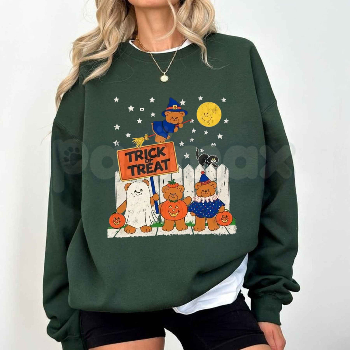 Trick or Teddies Halloween Sweatshirt | Cute Teddy Bear Graphic Crewneck