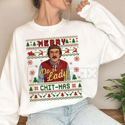 Funny "Merry Chit I Do It" Christmas Sweatshirt | Ugly Xmas Sweater Meme Shirt | Cheeky Holiday Crewneck
