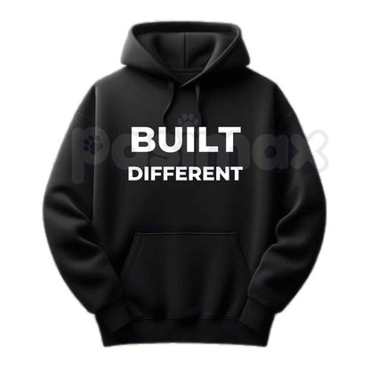 Built Different Graphic Hoodie – Gym Workout Gymbro Pullover, Motivational Fitness & Streetwear Sweatshirt, Unisex Heavy Blend