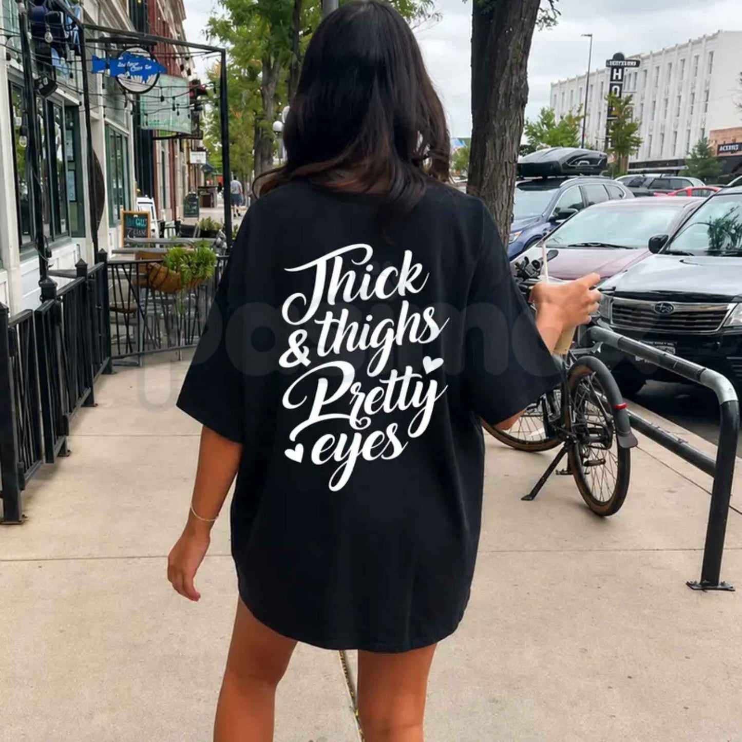 Thick Thighs Pretty Eyes Gym T-Shirt – Funny Fitness Workout Unisex Graphic Tee
