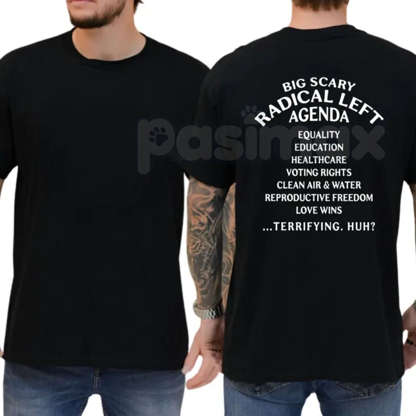 "Big Scary Radical Left Agenda" T-Shirt – Funny Sarcastic Political Graphic Tee, Premium 100% Cotton Progressive Humor Top, Soft Lived-In Heavyweight Democracy Activist Shirt, Made in USA