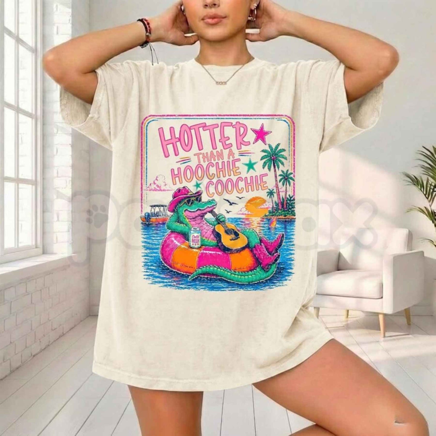 Comfort Colors® "Super Hot Summer" Crocodile Vacation T-Shirt – Funny Alligator Beach Graphic Tee, Retro Aesthetic Holiday Vibes Unisex Top