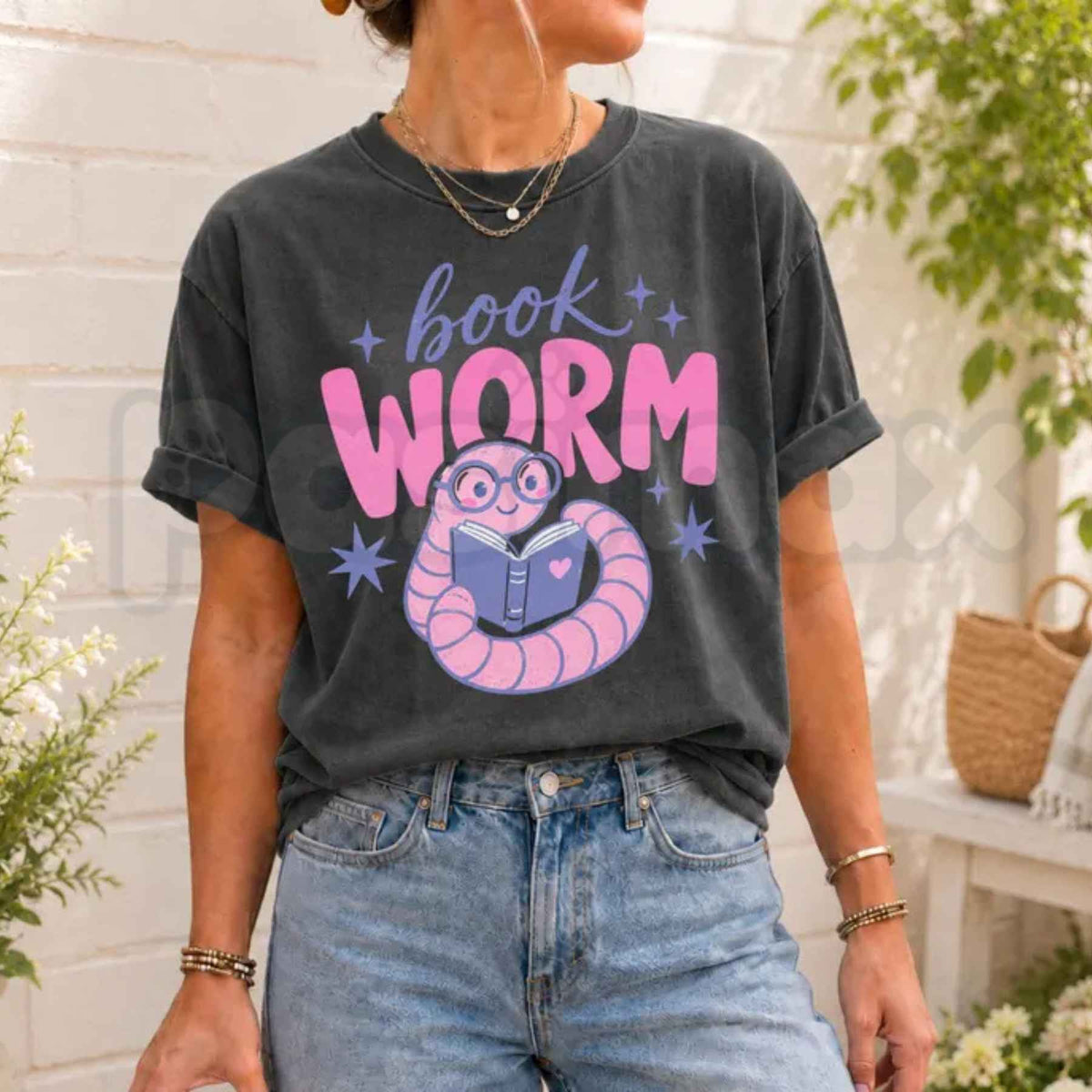 Comfort Colors® Book Worm T-Shirt – Trendy Reading Worm Graphic Tee, Book Lover & Reading Teacher Unisex Top & Gift