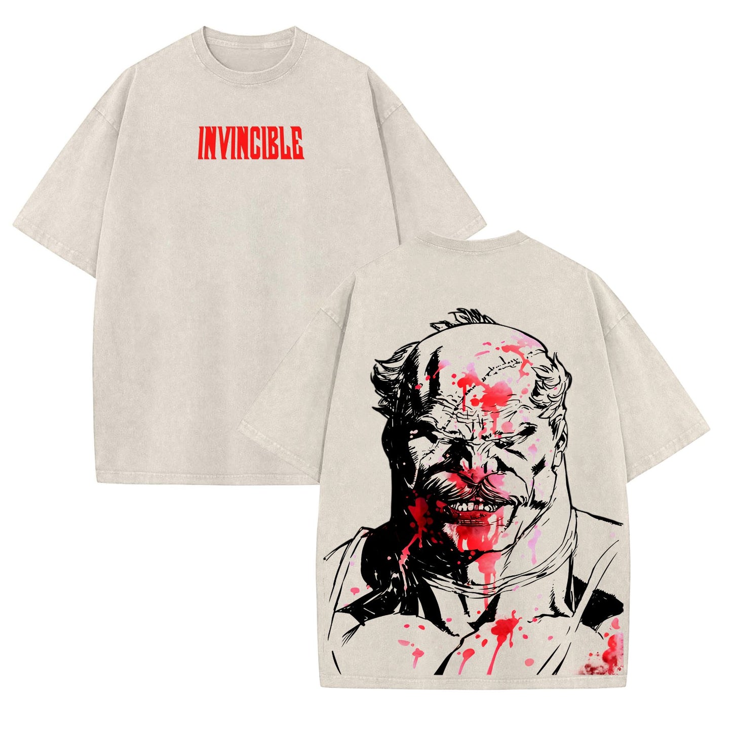 Vintage Anime Oversized T-Shirt – Conquest Invincible Double Print Heavyweight Tee
