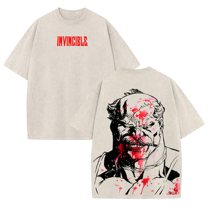 Vintage Anime Oversized T-Shirt – Conquest Invincible Double Print Heavyweight Tee