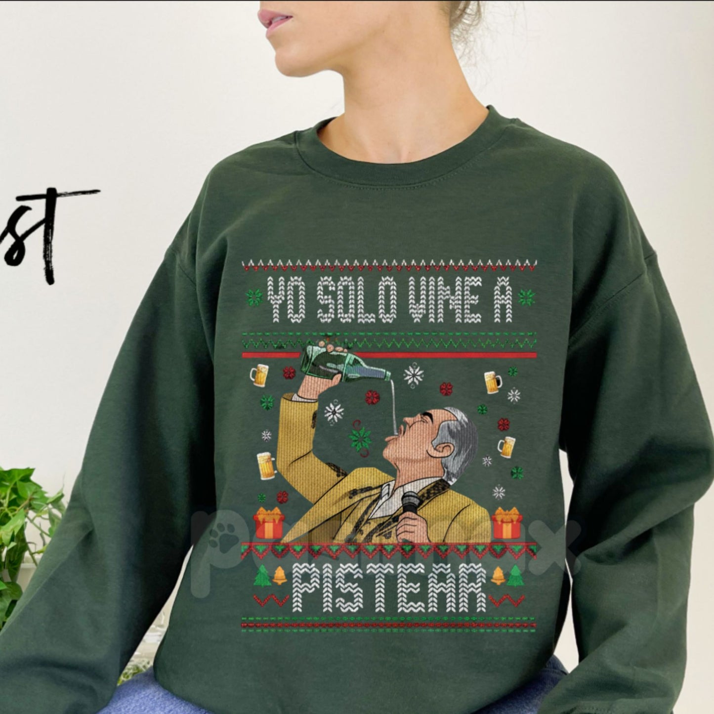 Vicente Fernández "Yo Solo Vine a Pistear" Christmas Sweatshirt | Funny Ranchera Holiday Jumper | Mexican Legend Xmas Party Crewneck