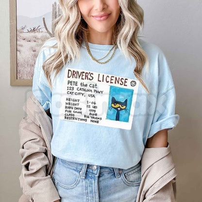 Petee The Cat Funny Driver Shirt – Groovy Childhood Cartoon Graphic Tee, Unisex Cotton Retro Character T-Shirt