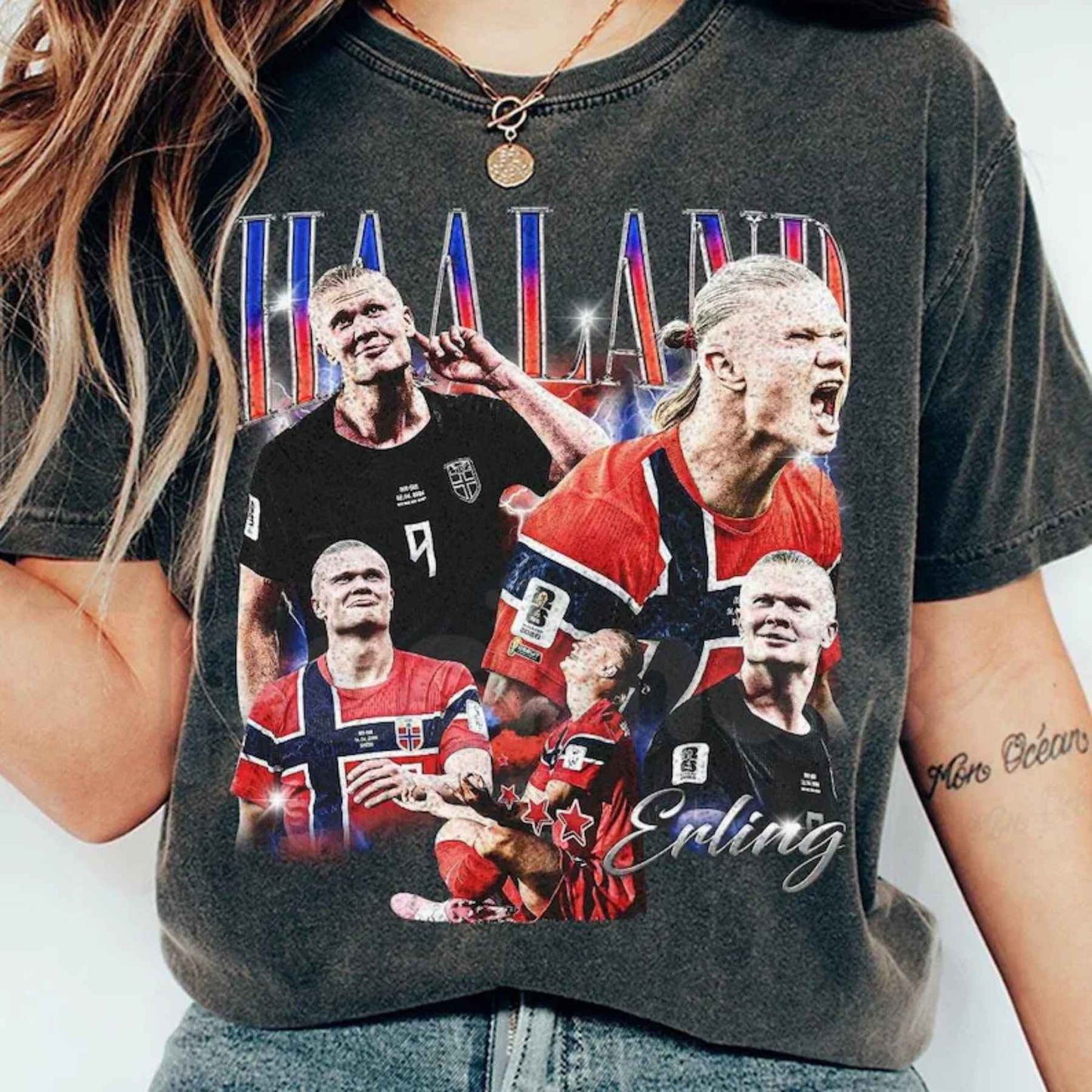 Comfort Colors® Erling "The Viking" Soccer Y2K Graphic T-Shirt – Retro Norway Aesthetic Futbol Tribute Tee, Funny 2000s Style Unisex Top