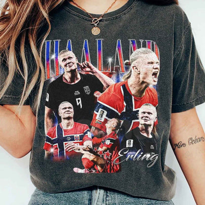 Comfort Colors® Erling "The Viking" Soccer Y2K Graphic T-Shirt – Retro Norway Aesthetic Futbol Tribute Tee, Funny 2000s Style Unisex Top