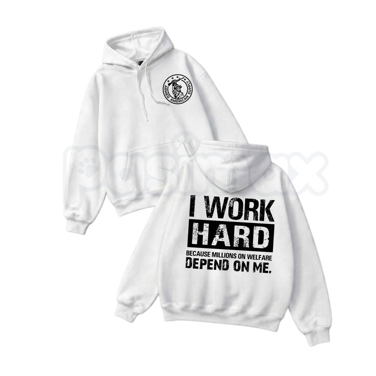 I Work Hard Millions On Welfare Depend On Me Sarcastic Hoodie – Funny Blue Collar Graphic Pullover, Sarcastic Work Humor Sweatshirt, Unisex Heavy Blend