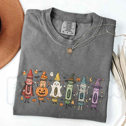 Comfort Colors® Funny Teacher Life T-Shirt – Happy Doodle Back-to-School Graphic Tee, Preschool Pencil & Crayon Unisex Top