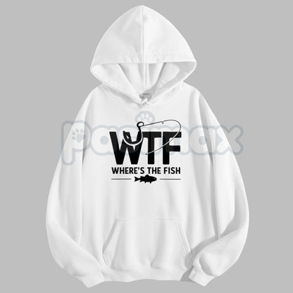 "WTF, Where Is The Fish" Hoodie – Funny Fishing Meme Pullover, Angler Humor Apparel & Statement Gear, Unisex