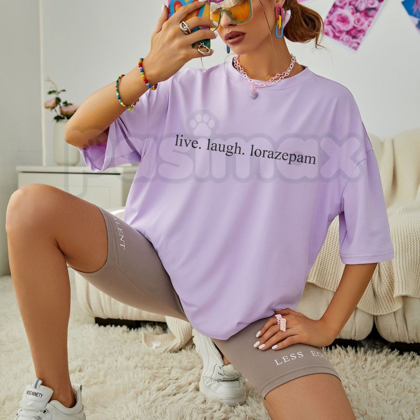 Comfort Colors® "Live Laugh Lorazepam" T-Shirt – Funny Sarcastic Medical Dark Humor Graphic Tee, Ironic Anxiety Meme Top, Edgy Mental Health Awareness Gift