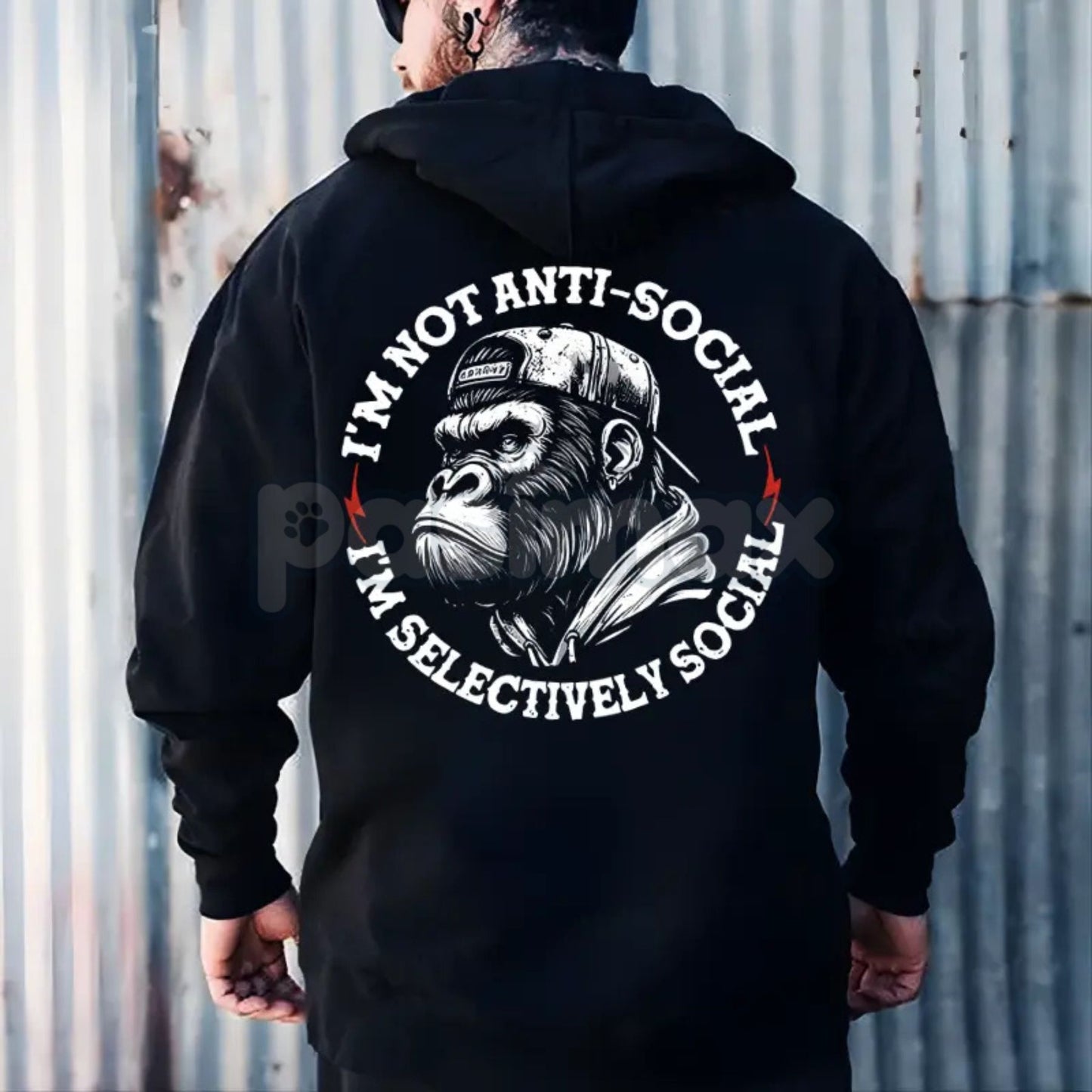 "I’m Not Anti-Social I’m Selectively Social" Printed Men's Hoodie – Introvert Statement Pullover, Funny Slogan Apparel, Unisex