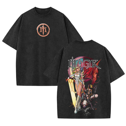 Magik Retro Vintage Comic Wash Tee – Marvel X-Men Mutant T-Shirt for Comic Fans