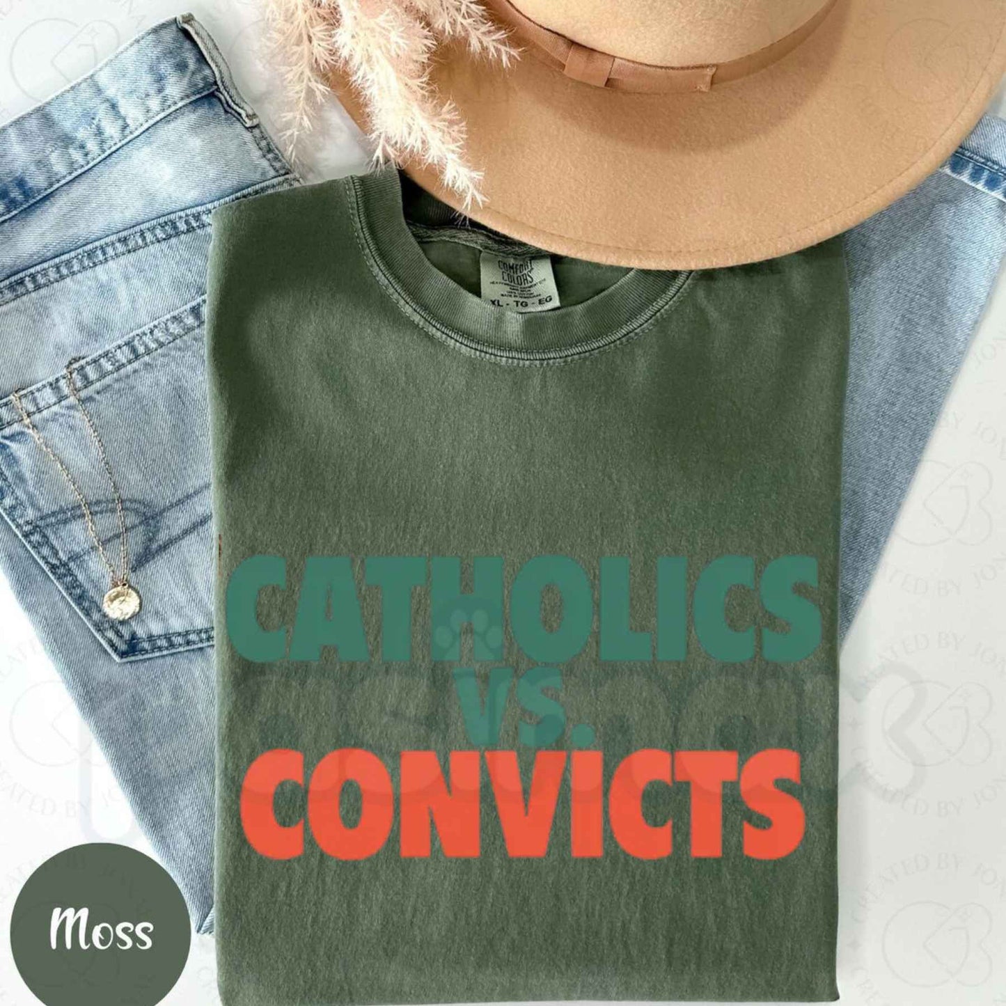 Comfort Colors® Catholics vs. Convicts 1988 Football Rivalry T-Shirt – Vintage Game Day Graphic Tee, College Sports History Unisex Top
