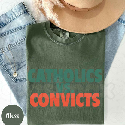 Comfort Colors® Catholics vs. Convicts 1988 Football Rivalry T-Shirt – Vintage Game Day Graphic Tee, College Sports History Unisex Top